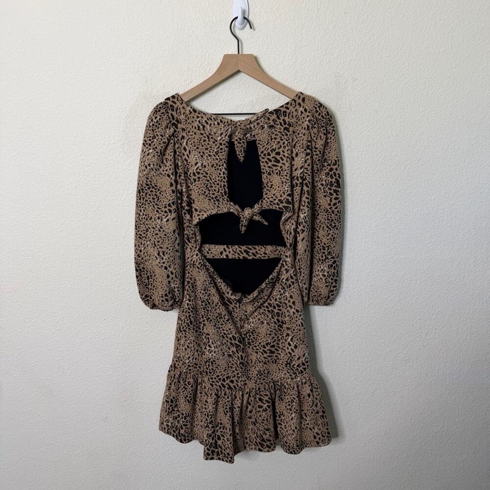 NWT Anthropologie Maeve Animal Print Knit Cut-Out Mini Dress Leopard Size 2 - Picture 9 of 11